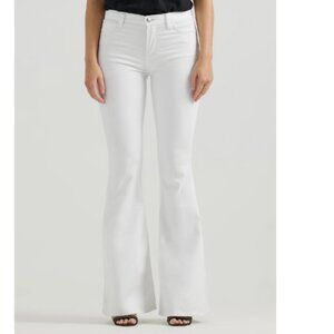 New 16 Lee Womens Legendary Mid Rise Flare Jean Denim Comfort Pants Bright White